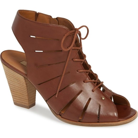 $400 PAUL GREEN Cosmo Peep Toe Sandal LEATHER BOOTIE CAYANNE CUOIO 9.5 (TPO19.5) - Picture 1 of 9